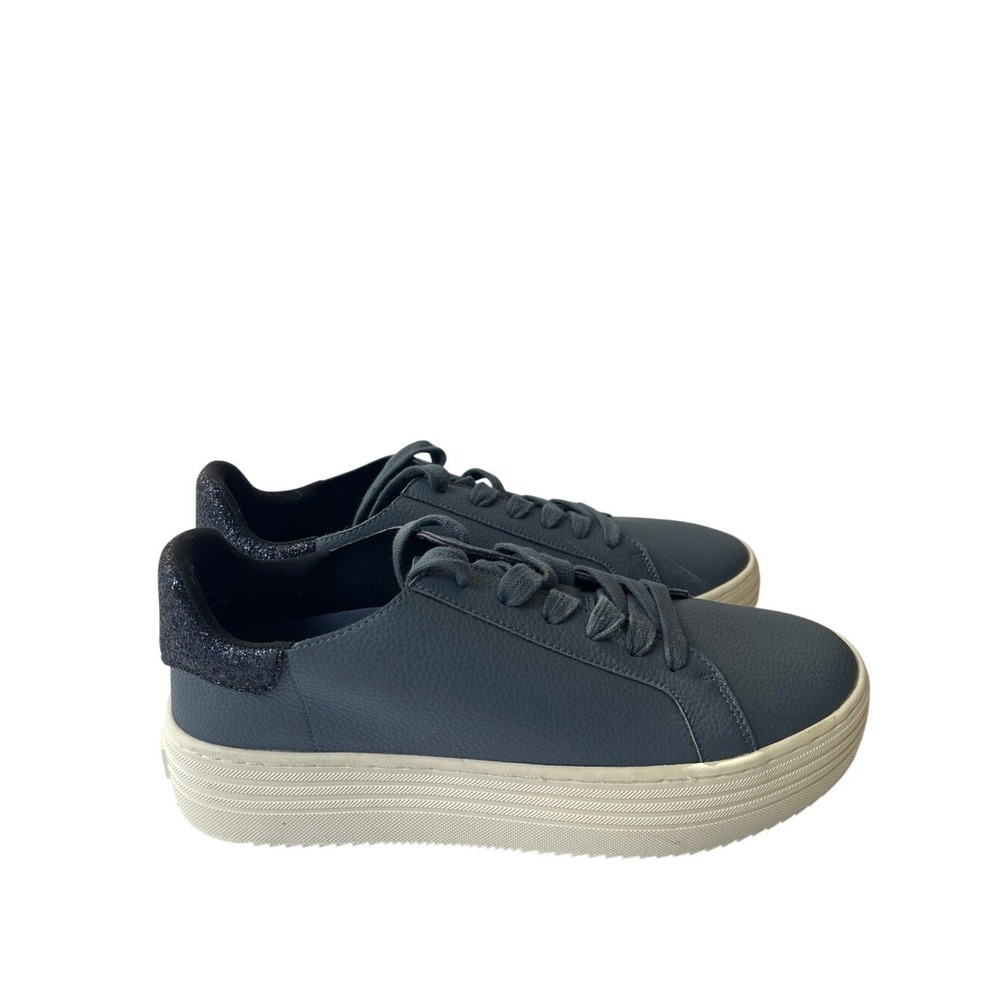 Joy Blue Leather Glitter Back Sneakers 9